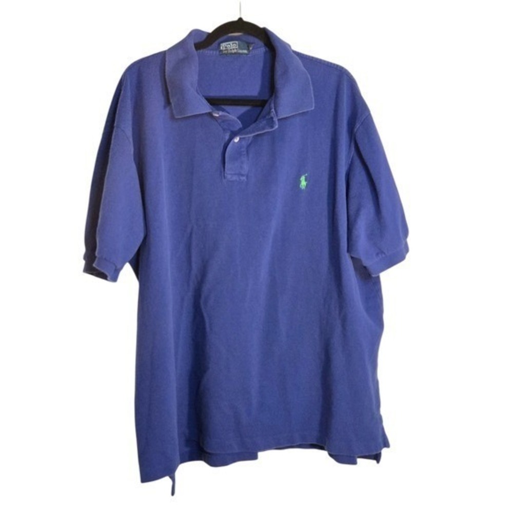 Polo Ralph Lauren Mens 2XB Big Purple Short Sleeve Polo Shirt Lime Green Pony